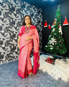 Very Much Indian Handloom Cotton Viscose Ilkal Saree Baby Pink - Distacart