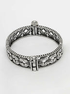 NVR Women's Silver-Toned German Silver Oxidised Kada Bangle - Distacart