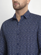 Jainish Navy Blue Printed Formal Shirt ( JSF 426Navy ) - Distacart