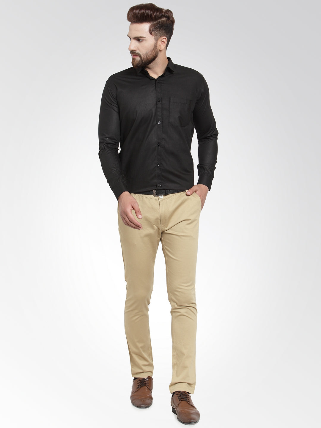 Jainish Men's Cotton Solid Black Formal Shirt's ( SF 361Black ) - Distacart