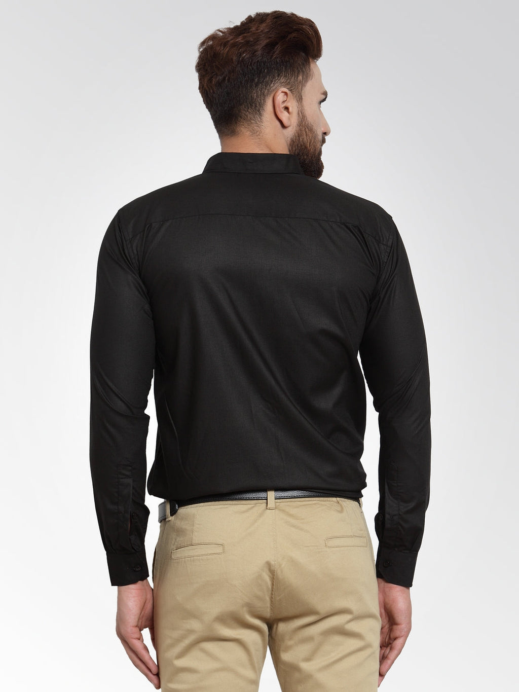 Jainish Men's Cotton Solid Black Formal Shirt's ( SF 361Black ) - Distacart