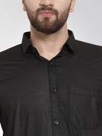 Jainish Men's Cotton Solid Black Formal Shirt's ( SF 361Black ) - Distacart