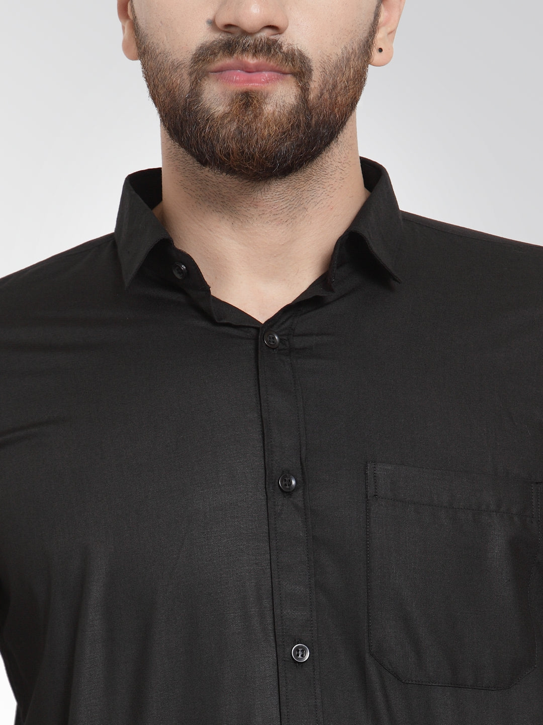Jainish Men's Cotton Solid Black Formal Shirt's ( SF 361Black ) - Distacart