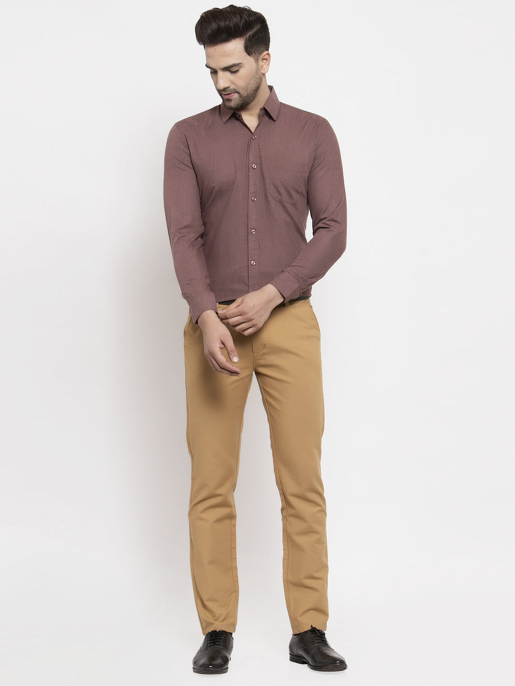 Jainish Men's Cotton Solid Brown Formal Shirt's ( SF 361Brown ) - Distacart