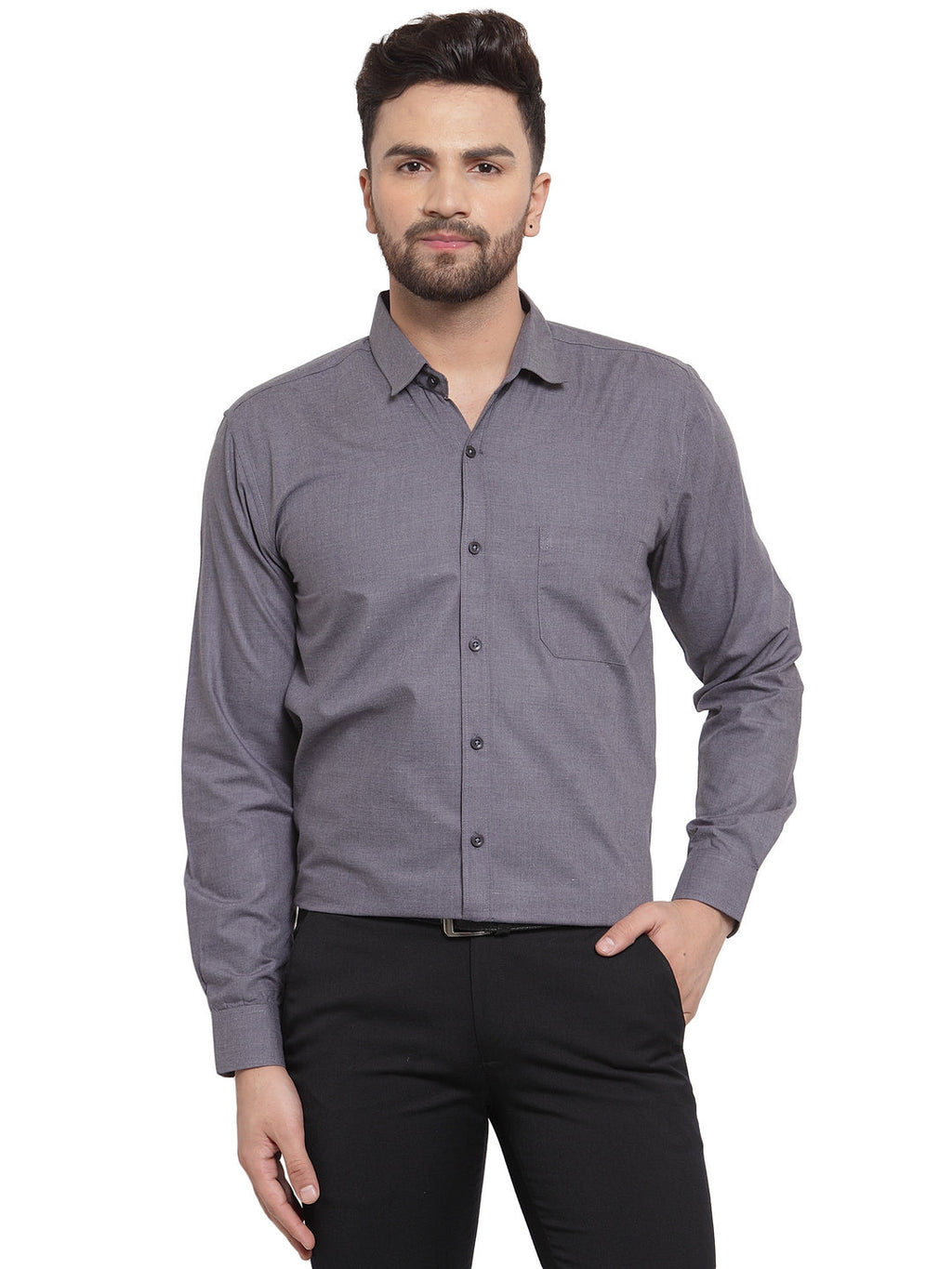 Jainish Men's Cotton Solid Charcoal Grey Formal Shirt's ( SF 361Charcoal ) - Distacart