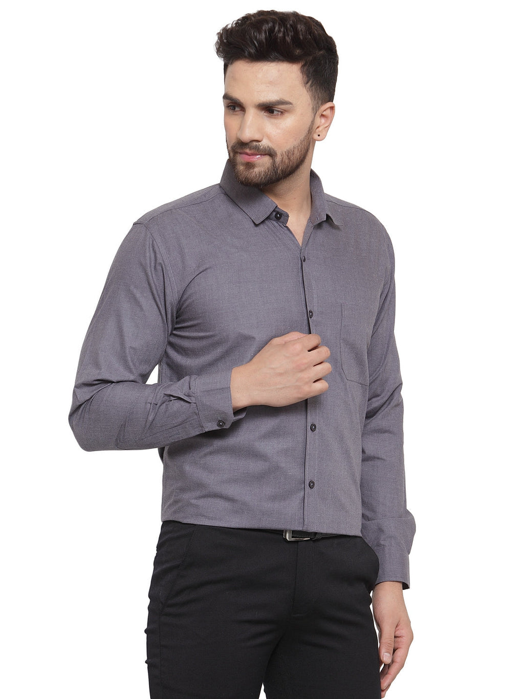 Jainish Men's Cotton Solid Charcoal Grey Formal Shirt's ( SF 361Charcoal ) - Distacart