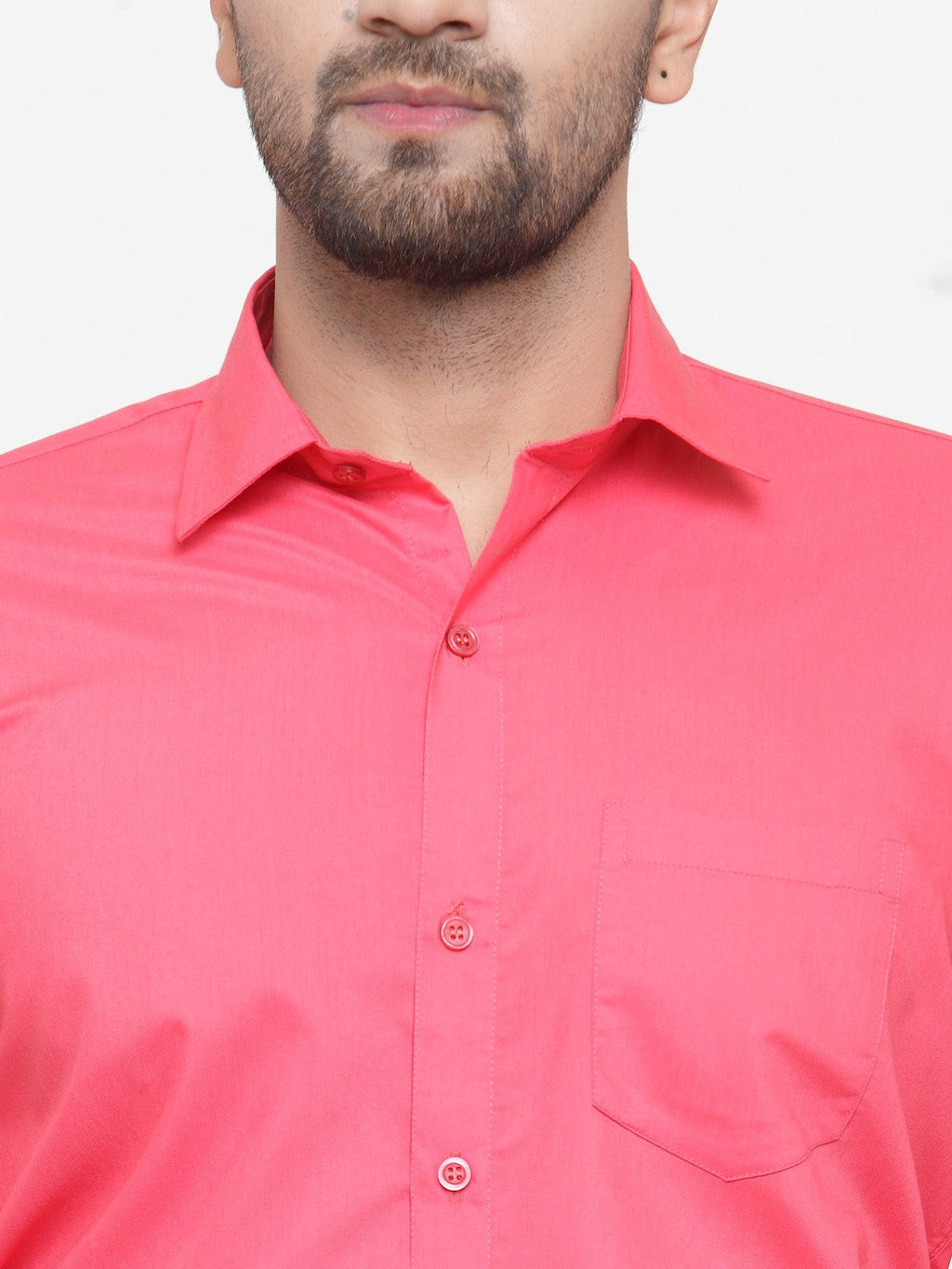 Jainish Men's Cotton Solid Coral Red Formal Shirt's ( SF 361Coral ) - Distacart