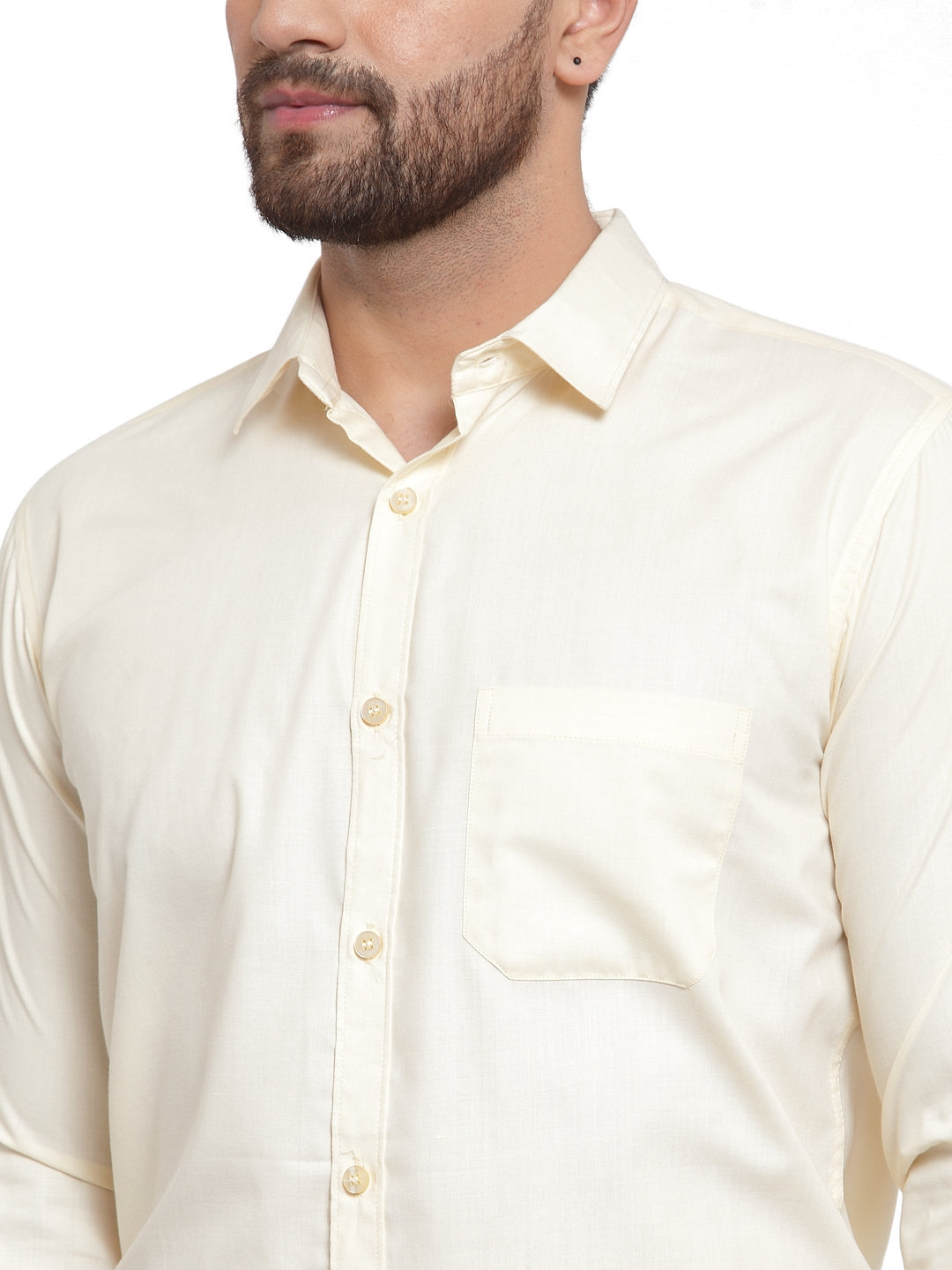 Jainish Men's Cotton Solid Cream Formal Shirt's ( SF 361Cream ) - Distacart