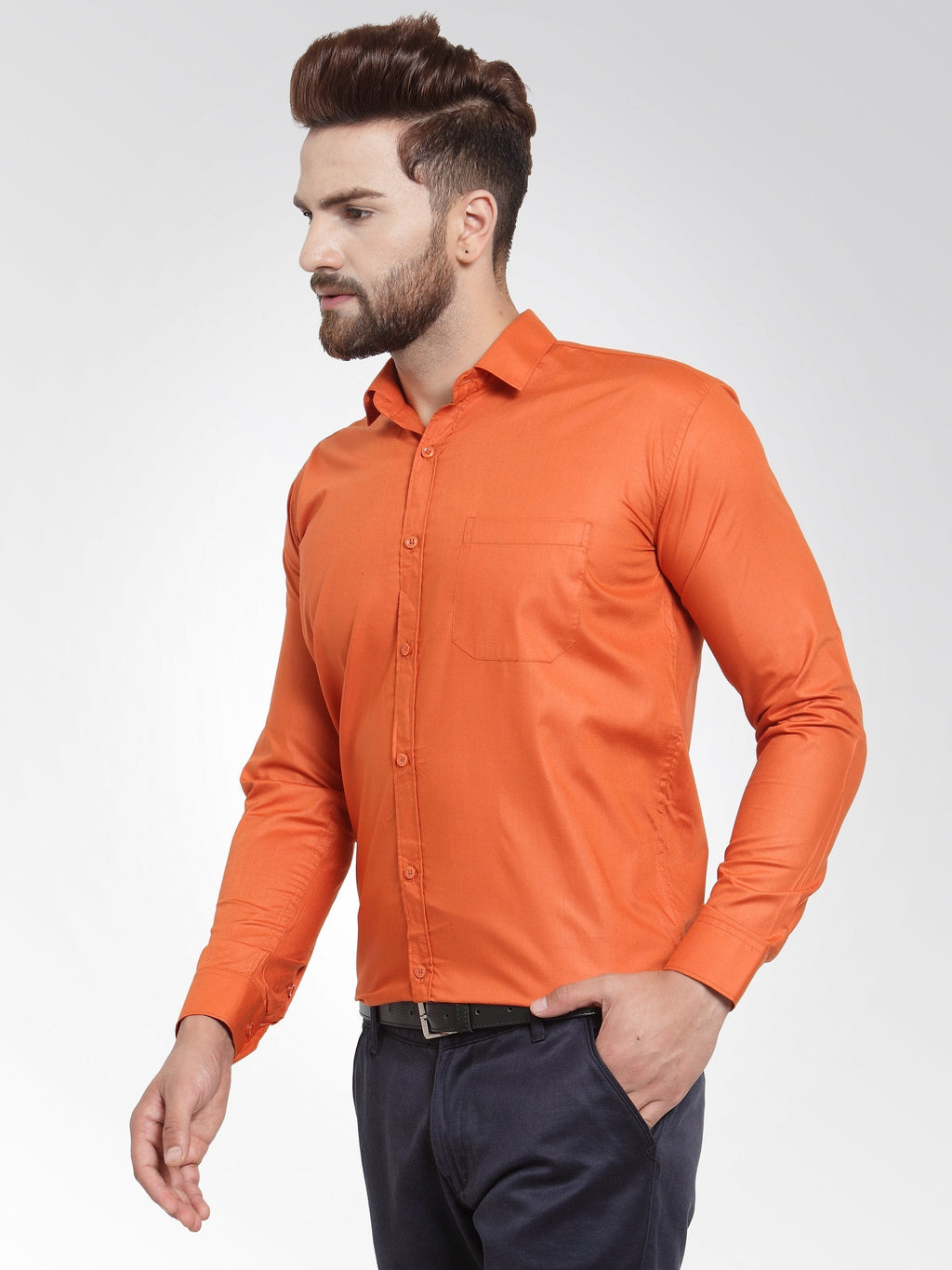 Jainish Men's Cotton Solid Dark Orange Formal Shirt's ( SF 361DO ) - Distacart
