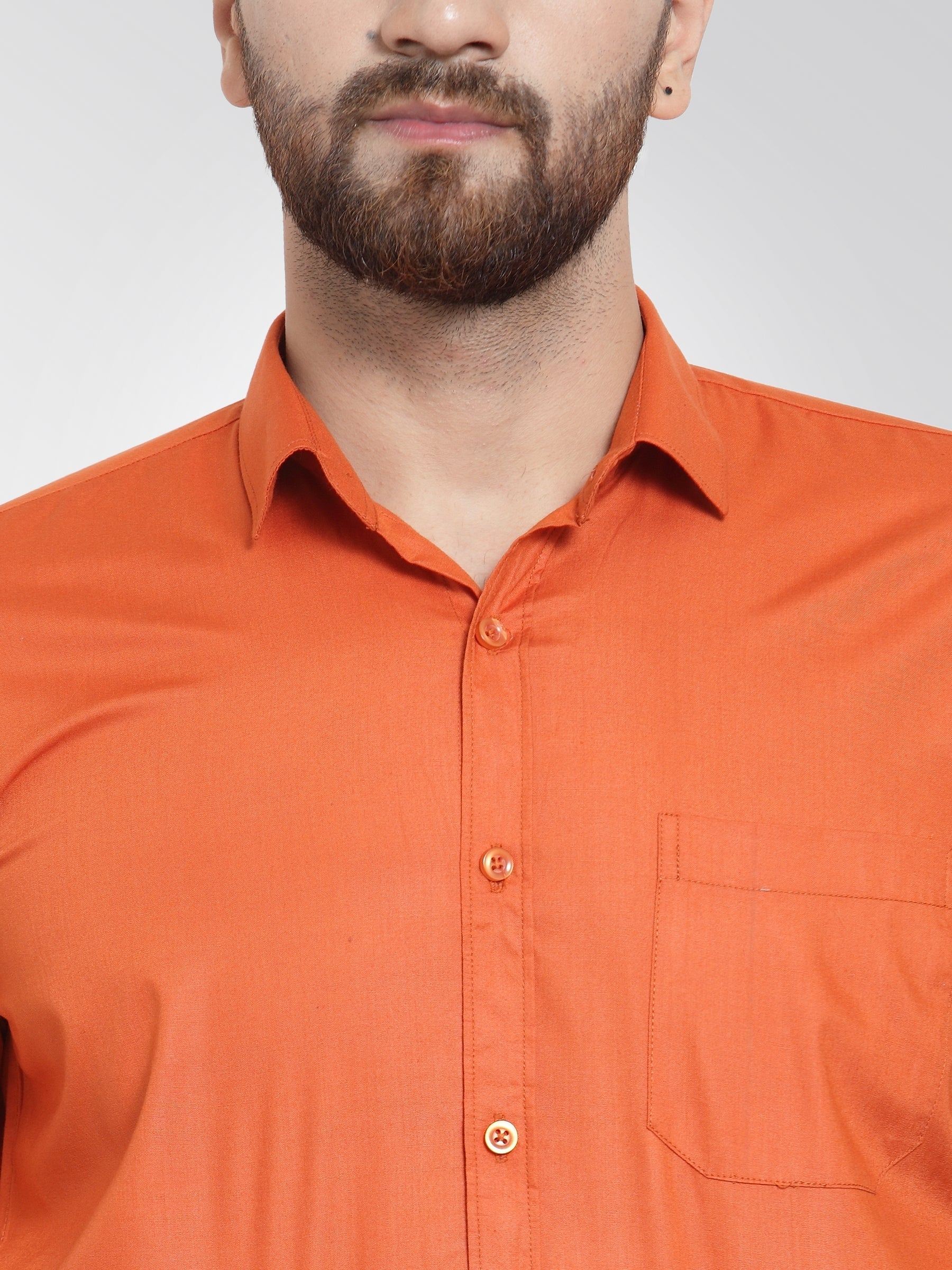 Jainish Men's Cotton Solid Dark Orange Formal Shirt's ( SF 361DO ) - Distacart