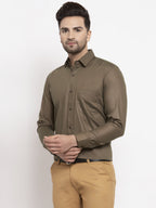 Jainish Men's Cotton Solid Dark Brown Formal Shirt's ( SF 361Dark-Brown ) - Distacart