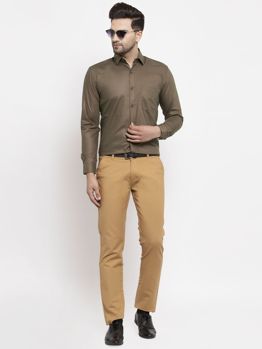 Jainish Men's Cotton Solid Dark Brown Formal Shirt's ( SF 361Dark-Brown ) - Distacart
