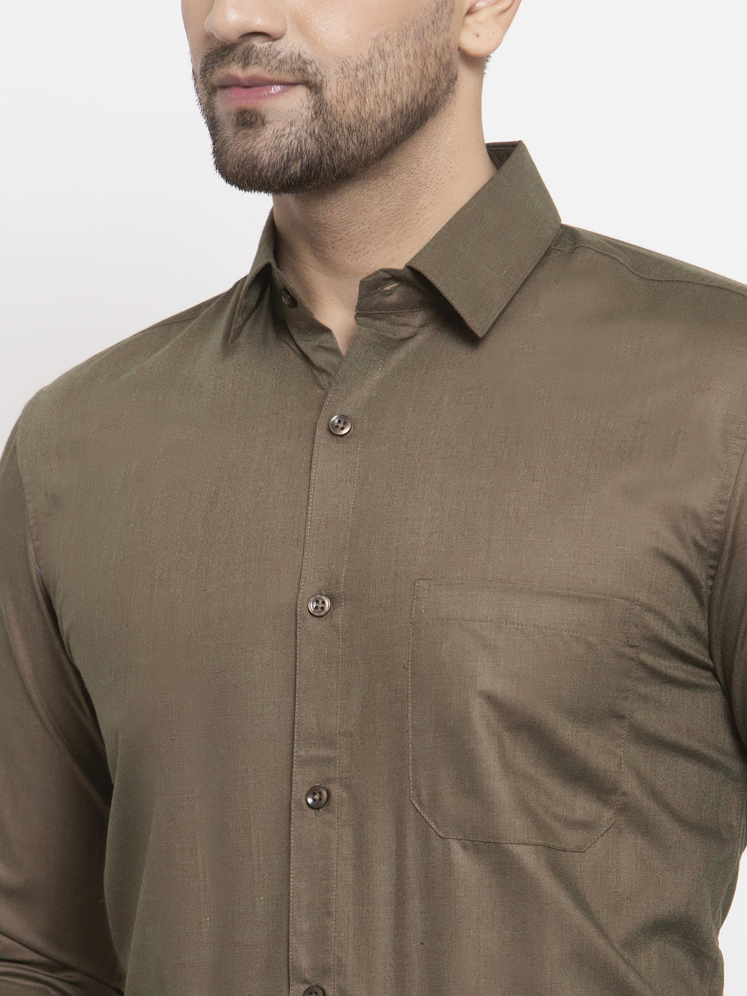 Jainish Men's Cotton Solid Dark Brown Formal Shirt's ( SF 361Dark-Brown ) - Distacart