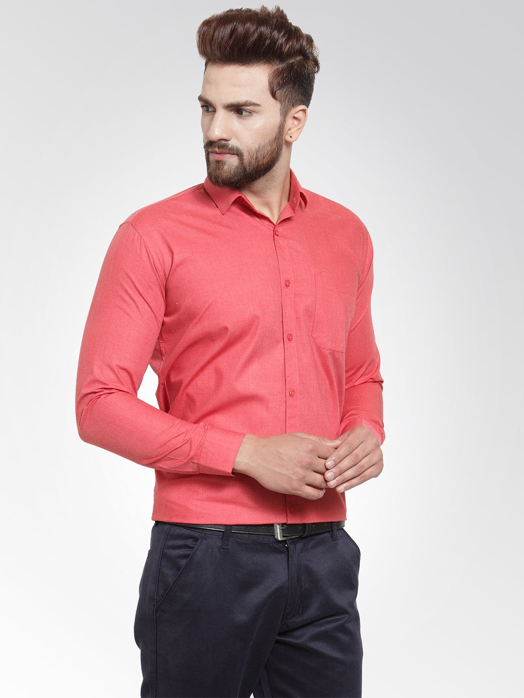 Jainish Men's Cotton Solid Desire Orange Formal Shirt's ( SF 361Desire ) - Distacart