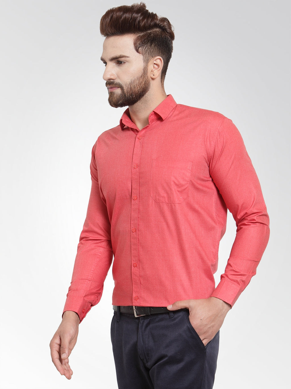 Jainish Men's Cotton Solid Desire Orange Formal Shirt's ( SF 361Desire ) - Distacart