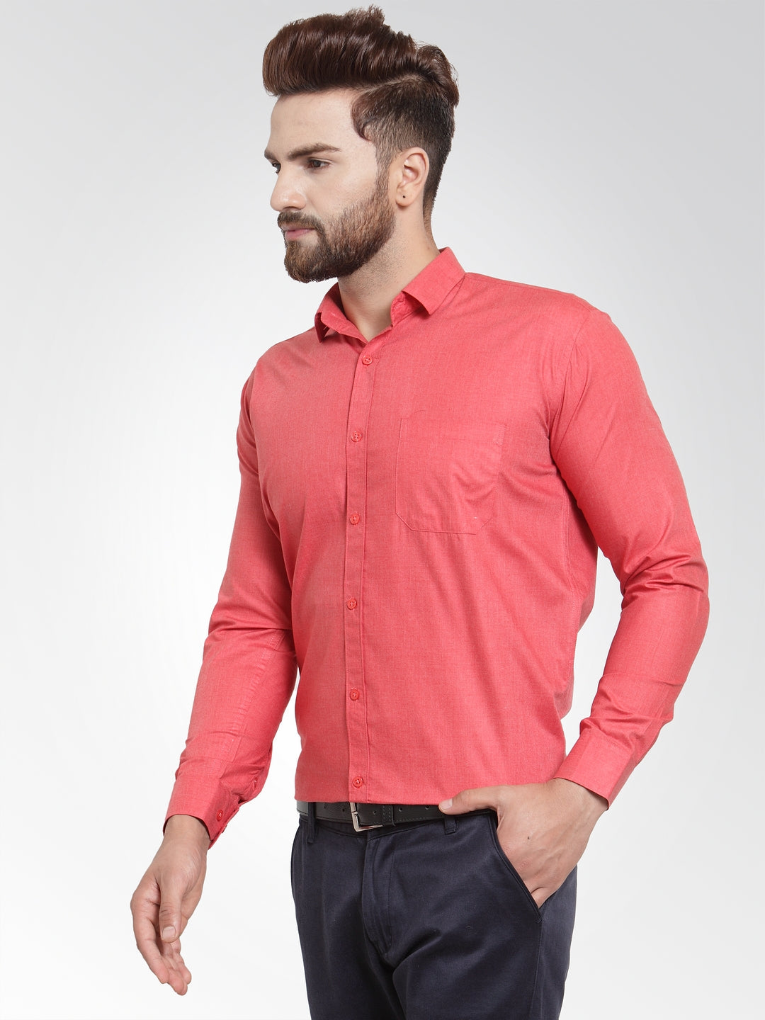 Jainish Men's Cotton Solid Desire Orange Formal Shirt's ( SF 361Desire ) - Distacart