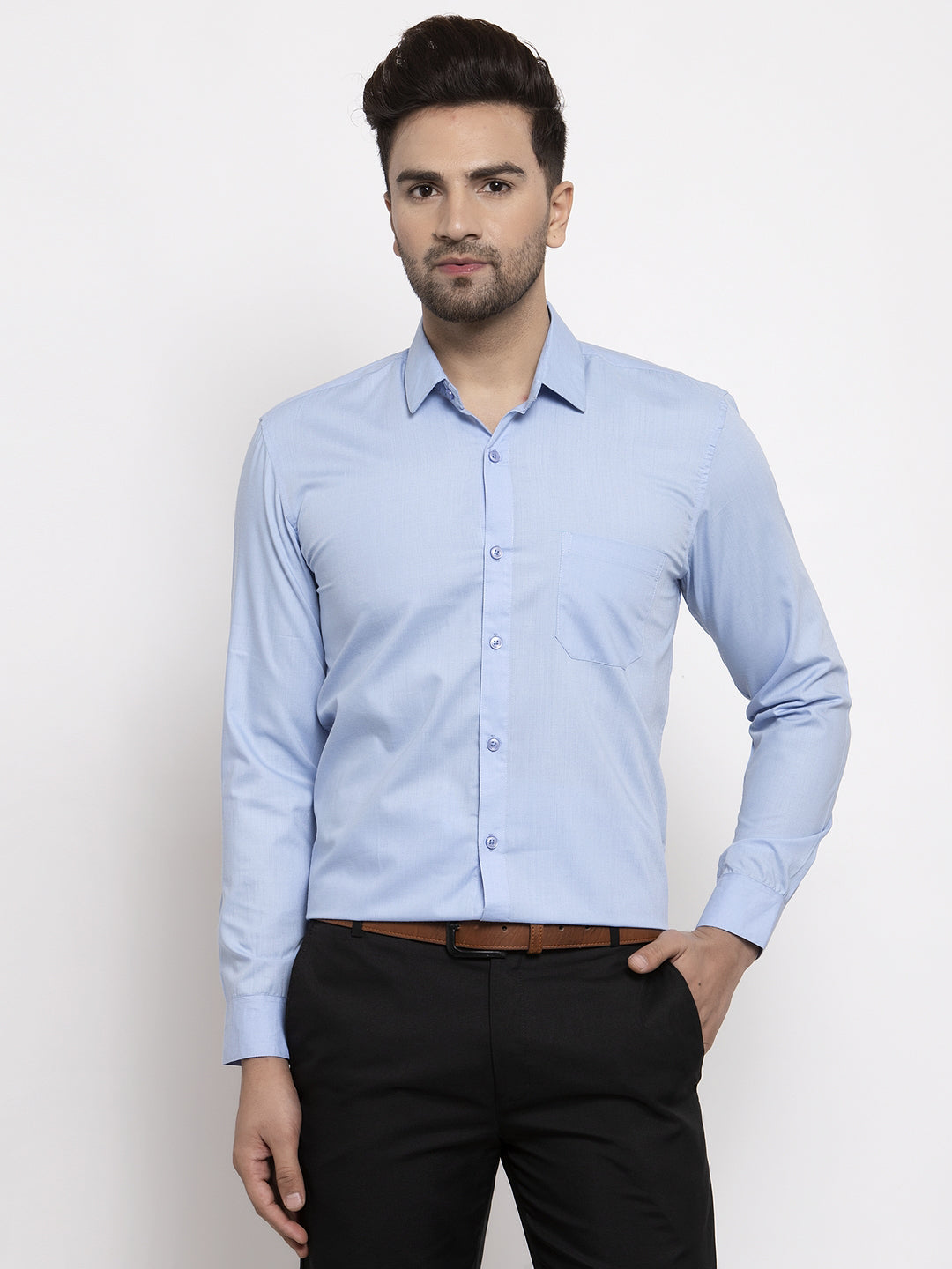 Jainish Men's Cotton Solid Firozi Blue Formal Shirt's ( SF 361Firozi ) - Distacart