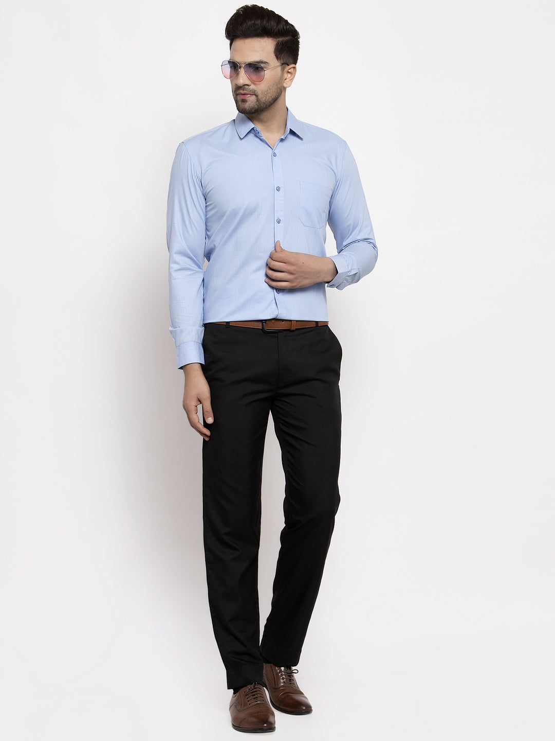 Jainish Men's Cotton Solid Firozi Blue Formal Shirt's ( SF 361Firozi ) - Distacart