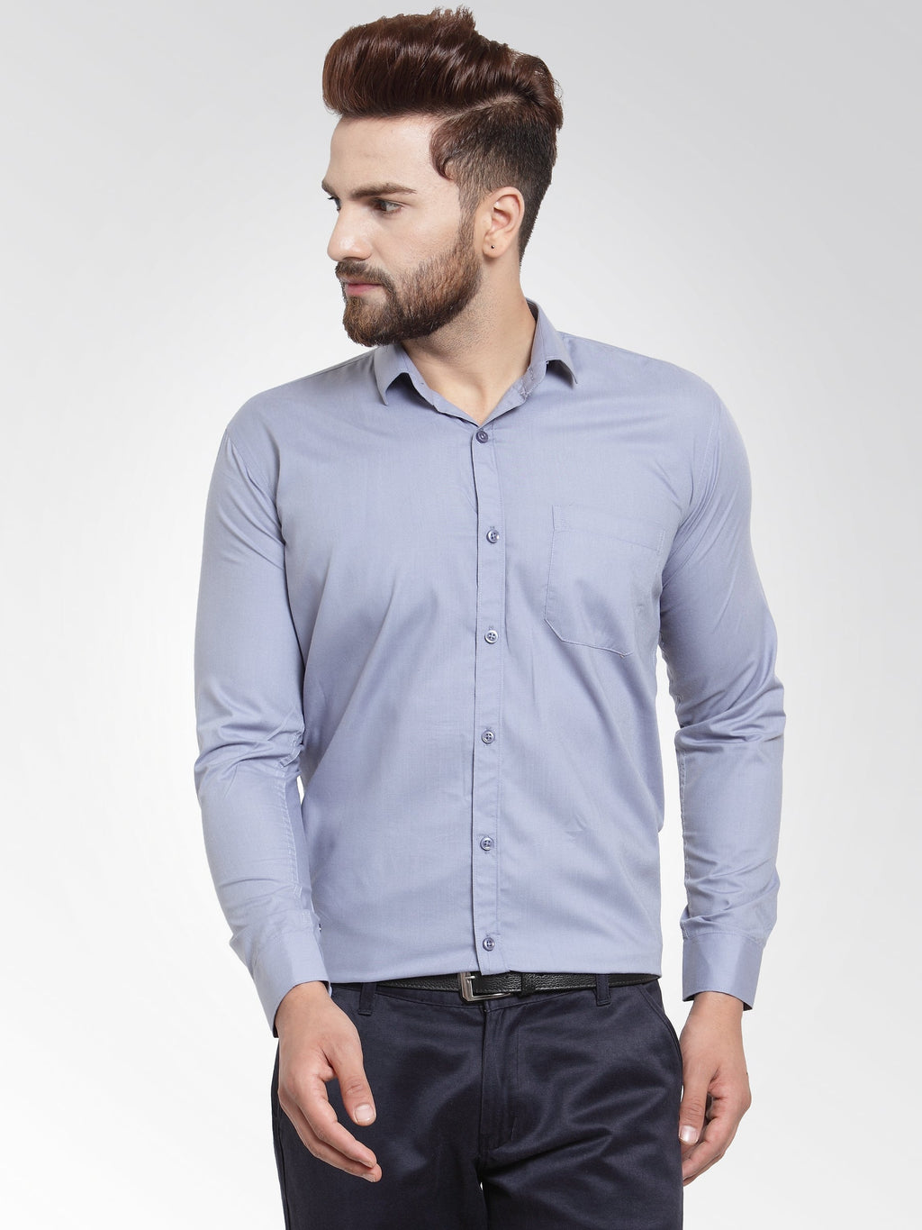 Jainish Men's Cotton Solid Light Grey Formal Shirt's ( SF 361Light-Grey ) - Distacart