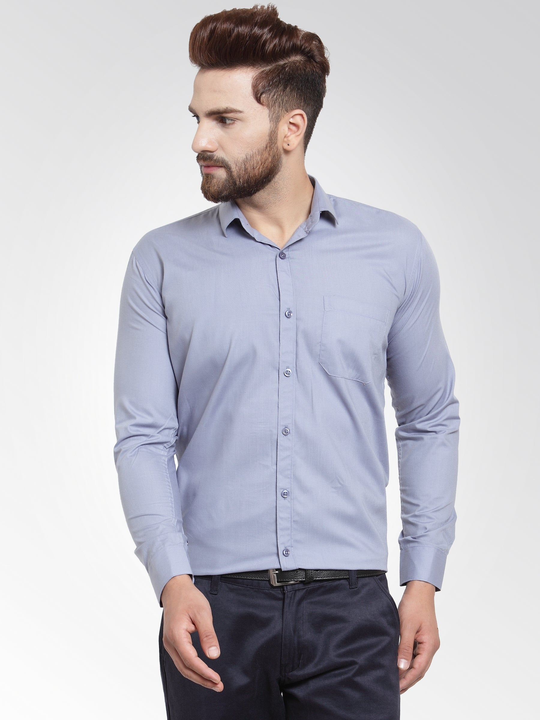 Jainish Men's Cotton Solid Light Grey Formal Shirt's ( SF 361Light-Grey ) - Distacart