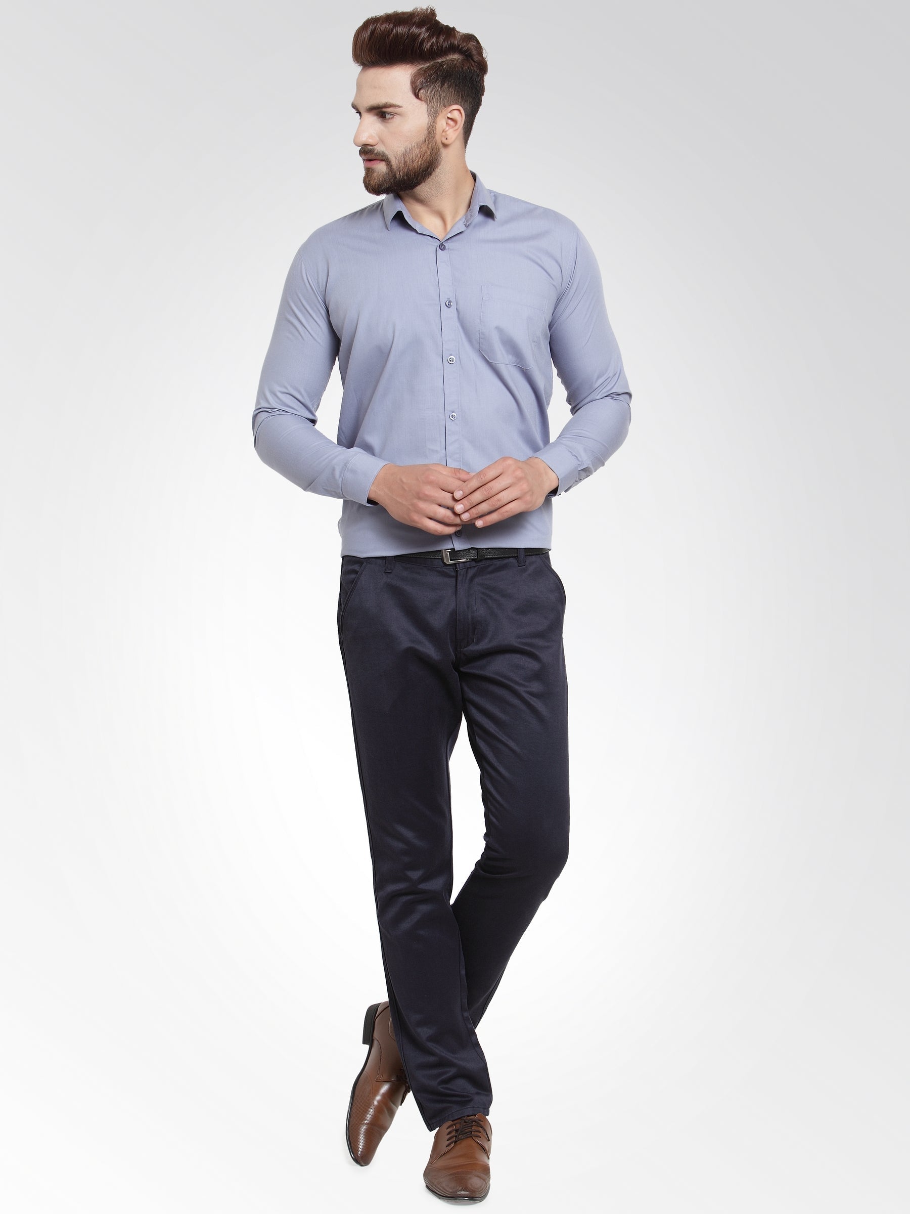 Jainish Men's Cotton Solid Light Grey Formal Shirt's ( SF 361Light-Grey ) - Distacart