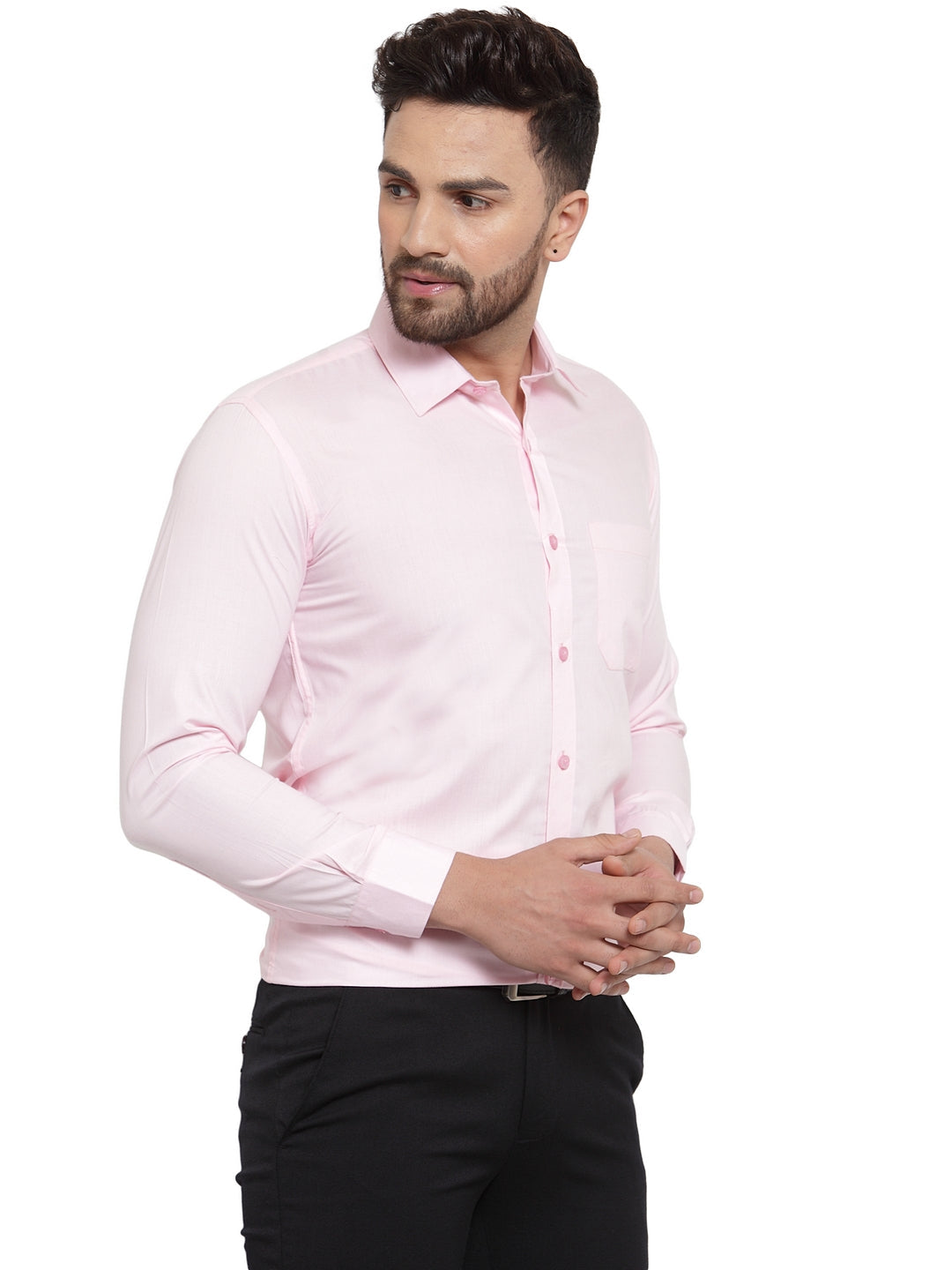 Jainish Men's Cotton Solid Light Pink Formal Shirt's ( SF 361Light-Pink ) - Distacart