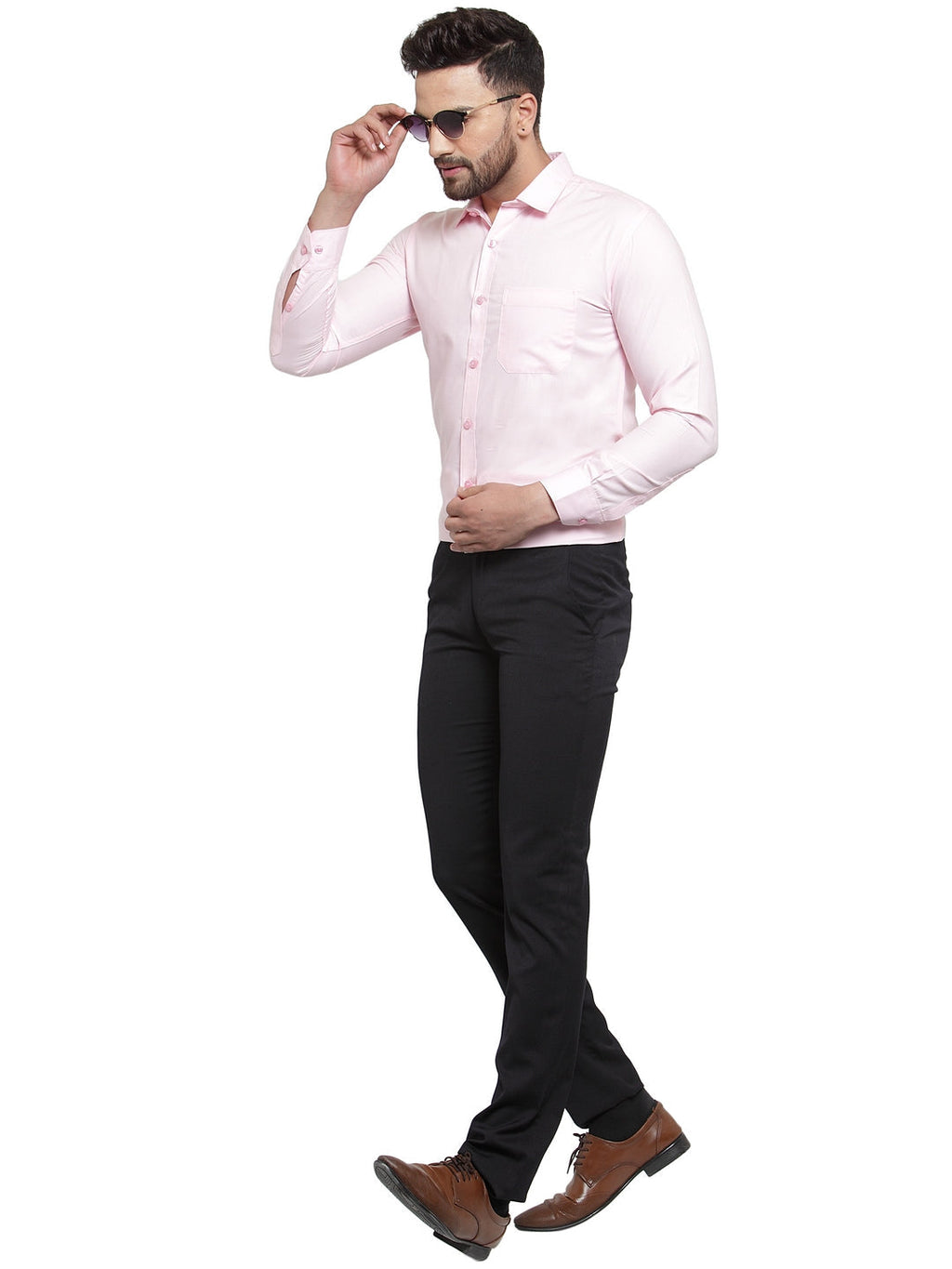 Jainish Men's Cotton Solid Light Pink Formal Shirt's ( SF 361Light-Pink ) - Distacart