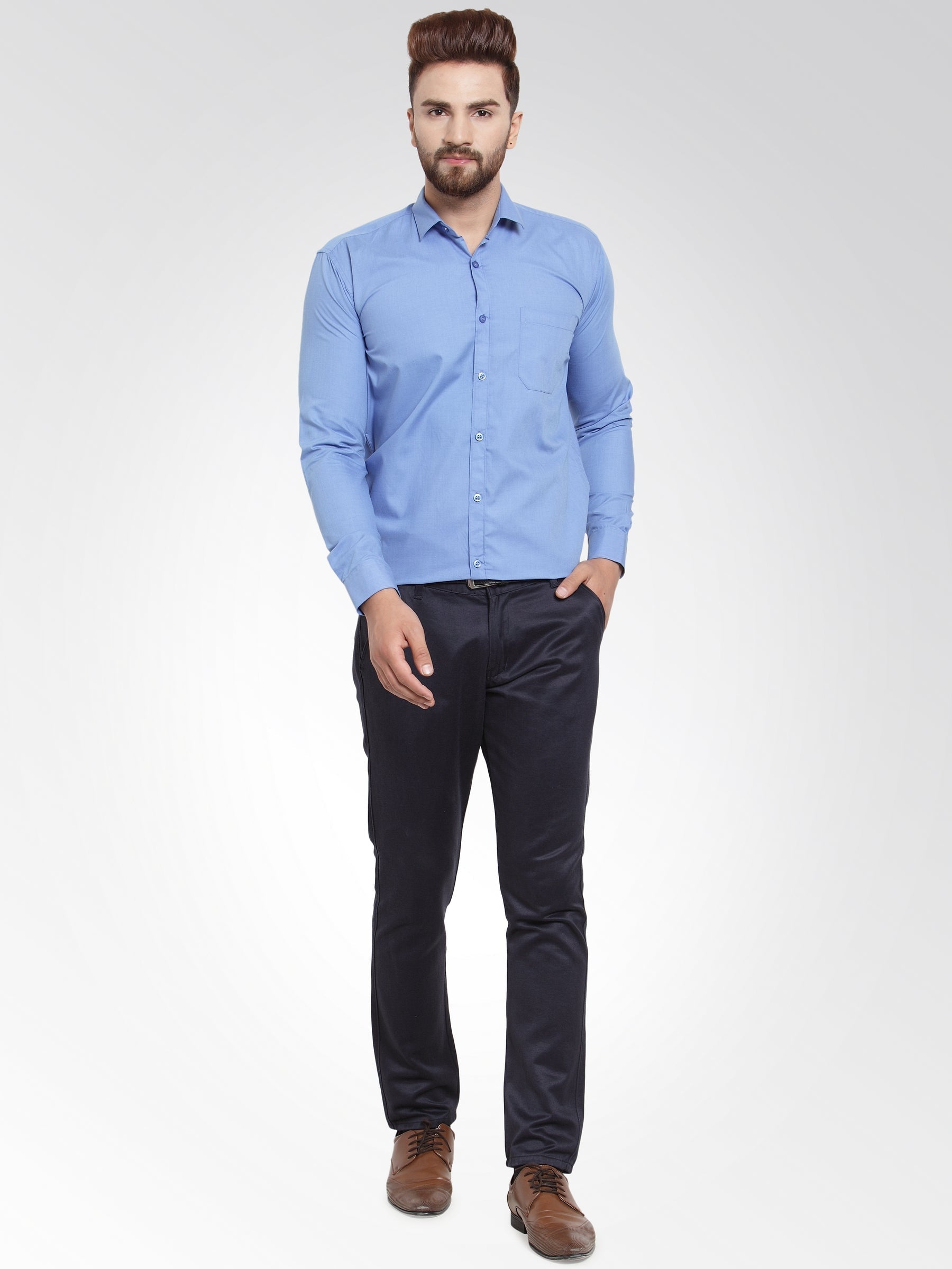 Jainish Men's Cotton Solid Light Blue Formal Shirt's ( SF 361Light-Blue ) - Distacart