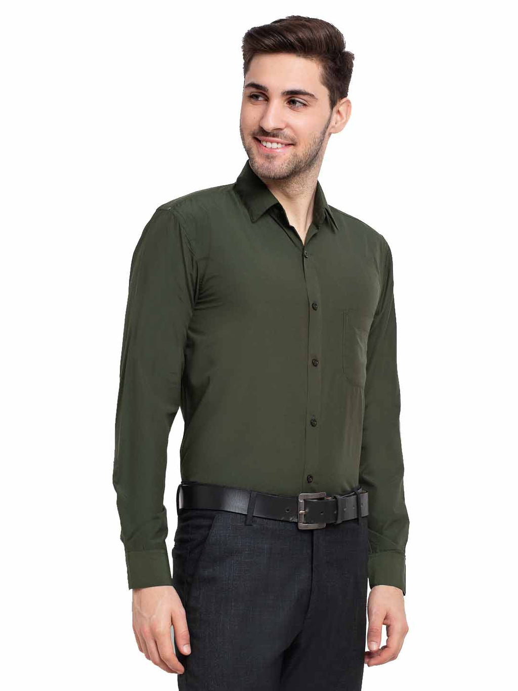 Jainish Men's Cotton Solid Mehndi Green Formal Shirt's ( SF 361Mehndi ) - Distacart