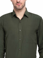 Jainish Men's Cotton Solid Mehndi Green Formal Shirt's ( SF 361Mehndi ) - Distacart