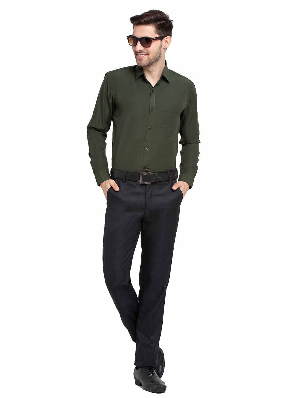 Jainish Men's Cotton Solid Mehndi Green Formal Shirt's ( SF 361Mehndi ) - Distacart