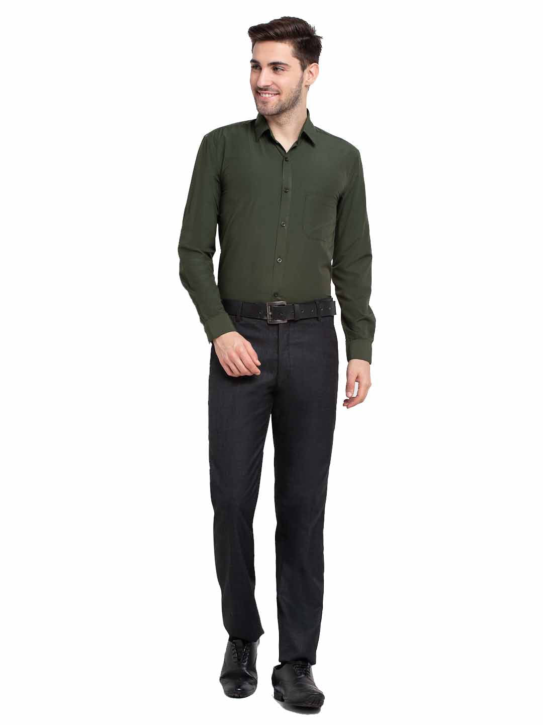 Jainish Men's Cotton Solid Mehndi Green Formal Shirt's ( SF 361Mehndi ) - Distacart