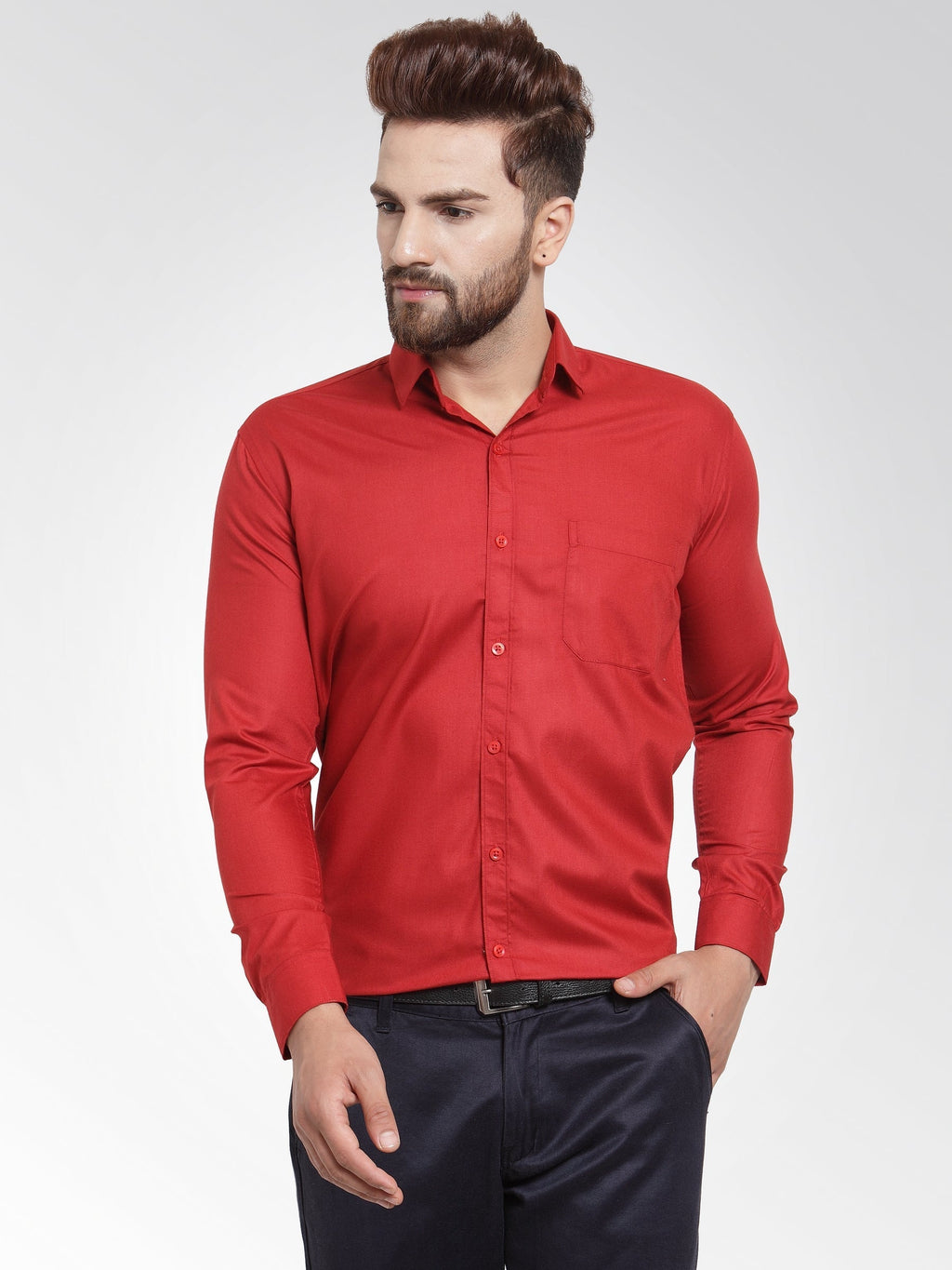 Jainish Men's Cotton Solid Maroon Formal Shirt's ( SF 361Mehroon ) - Distacart