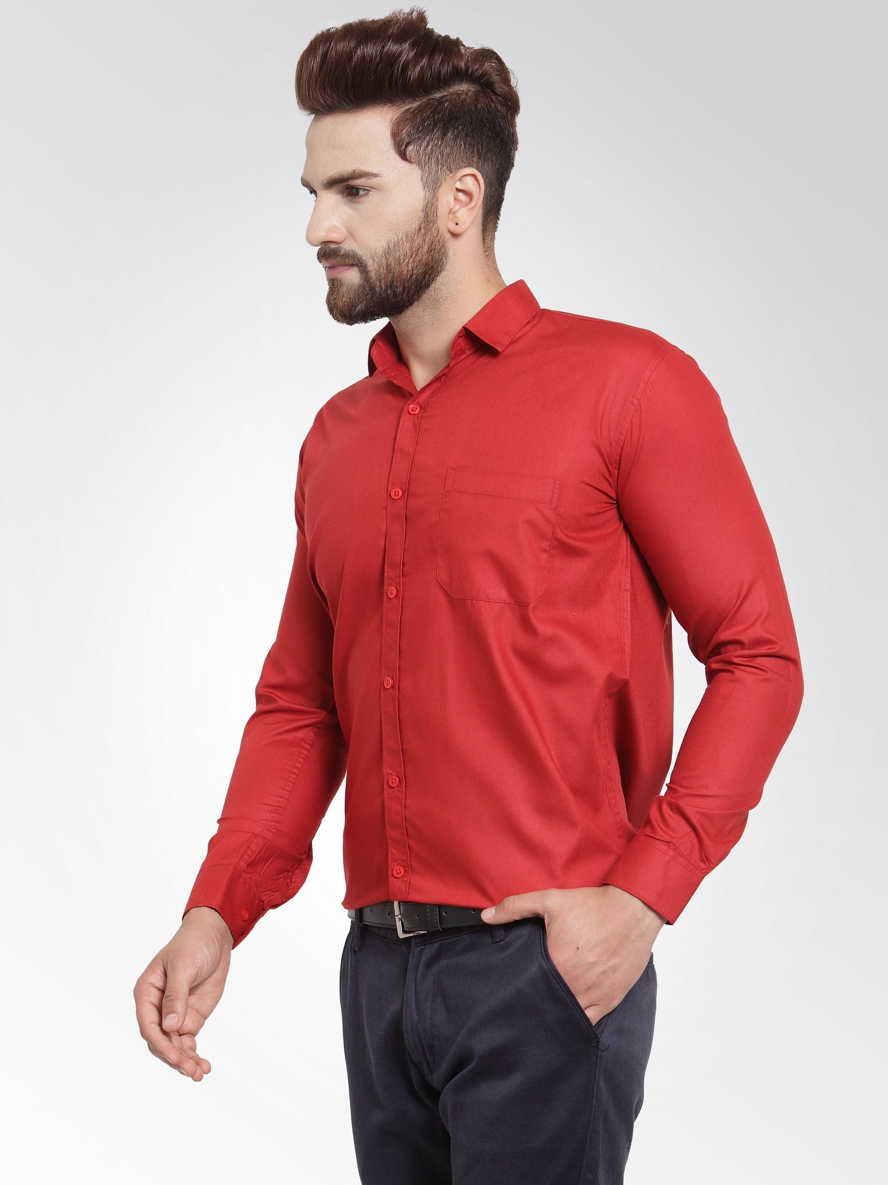 Jainish Men's Cotton Solid Maroon Formal Shirt's ( SF 361Mehroon ) - Distacart