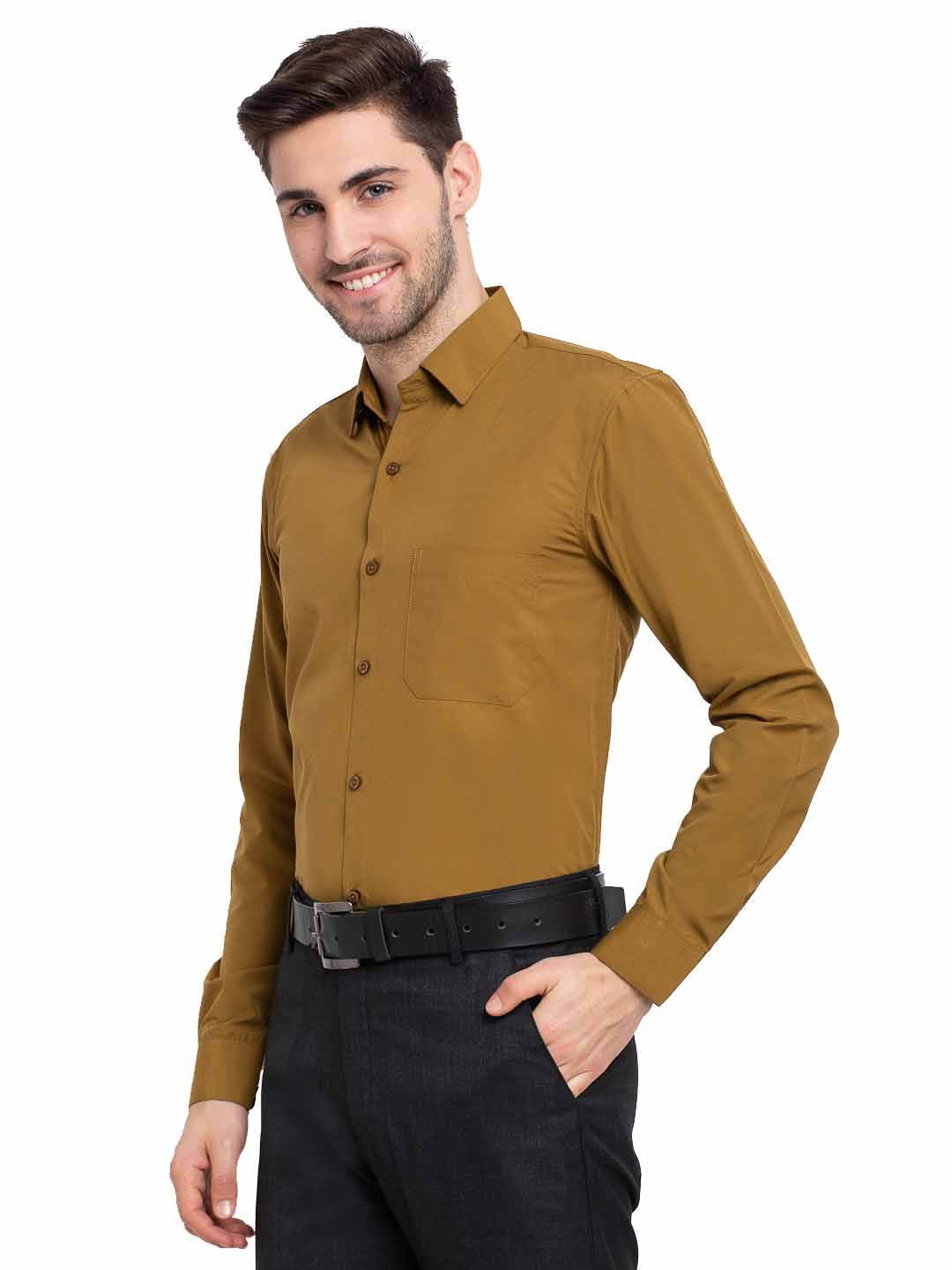 Jainish Men's Cotton Solid Mustard Formal Shirt's ( SF 361Mustard ) - Distacart