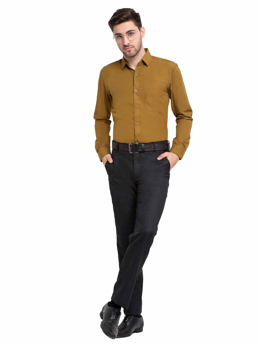Jainish Men's Cotton Solid Mustard Formal Shirt's ( SF 361Mustard ) - Distacart