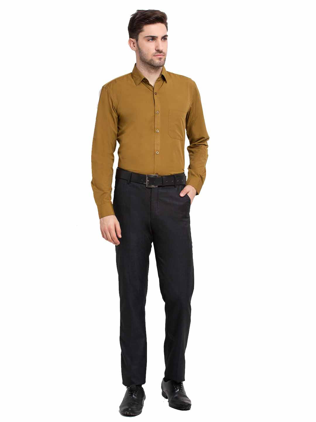 Jainish Men's Cotton Solid Mustard Formal Shirt's ( SF 361Mustard ) - Distacart