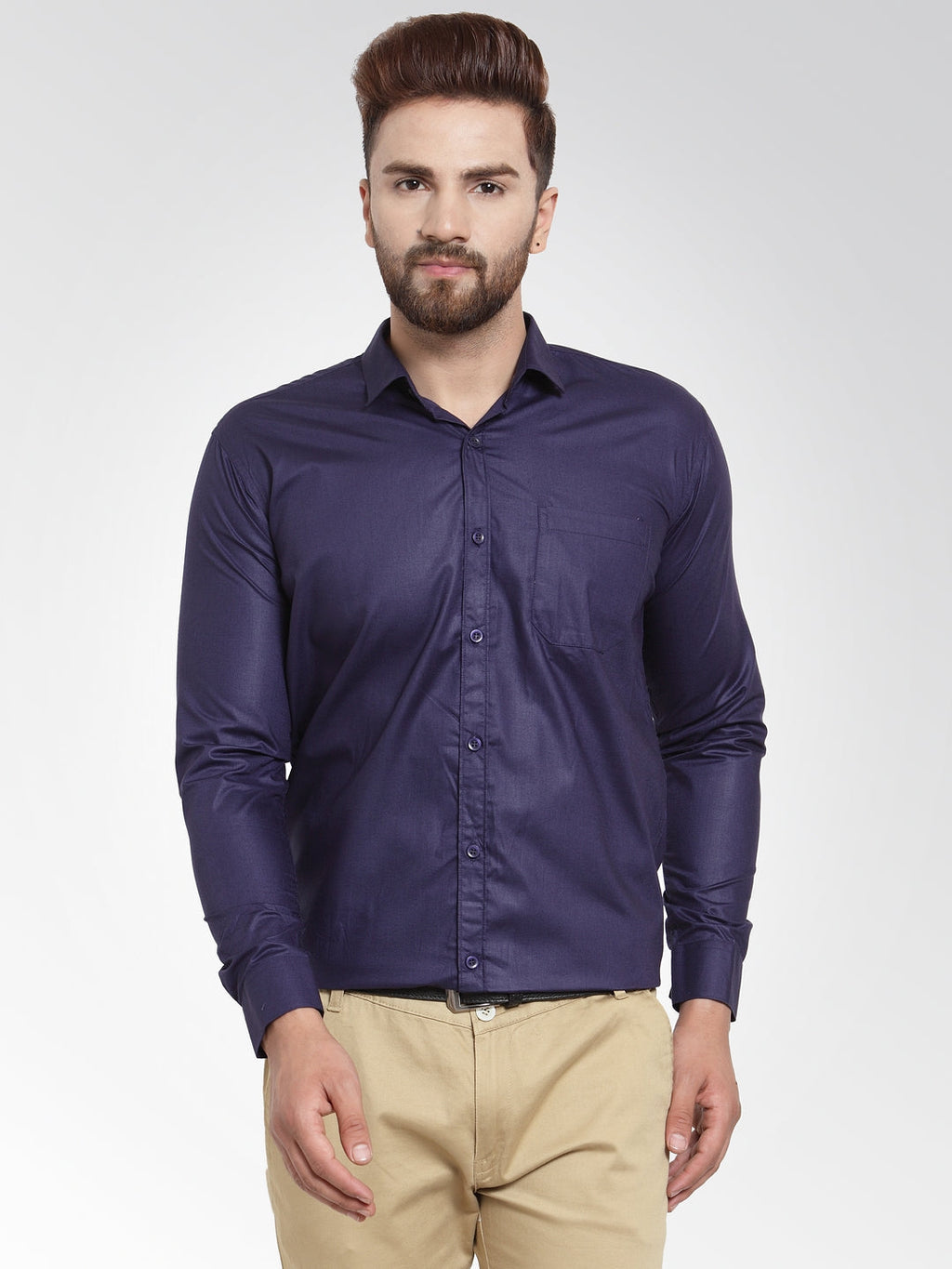Jainish Men's Cotton Solid Navy Blue Formal Shirt's ( SF 361Navy ) - Distacart