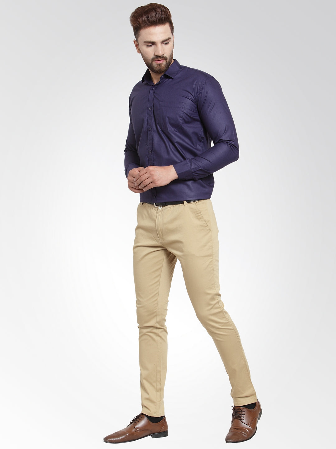 Jainish Men's Cotton Solid Navy Blue Formal Shirt's ( SF 361Navy ) - Distacart
