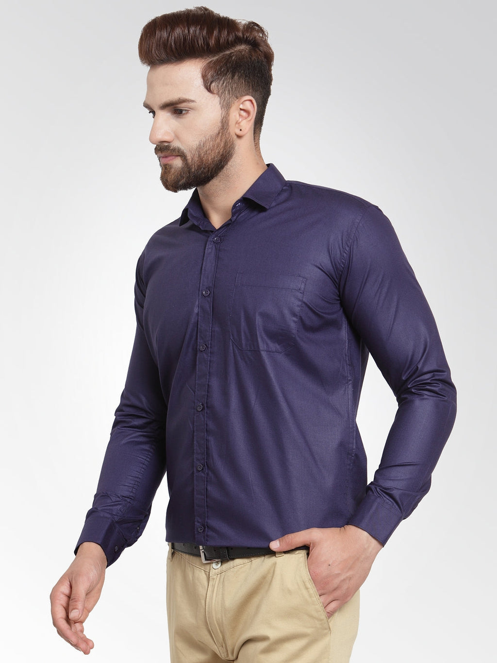 Jainish Men's Cotton Solid Navy Blue Formal Shirt's ( SF 361Navy ) - Distacart