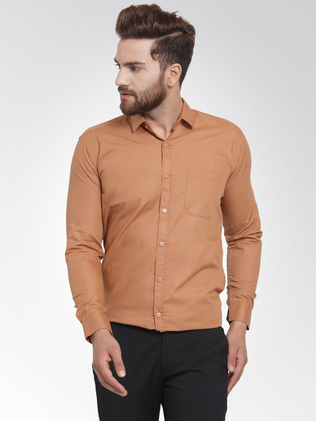 Jainish Men's Cotton Solid Rust Orange Formal Shirt's ( SF 361Rust ) - Distacart