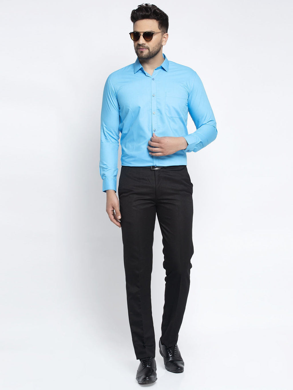 Jainish Men's Cotton Solid Sky Blue Formal Shirt's ( SF 361Sky ) - Distacart