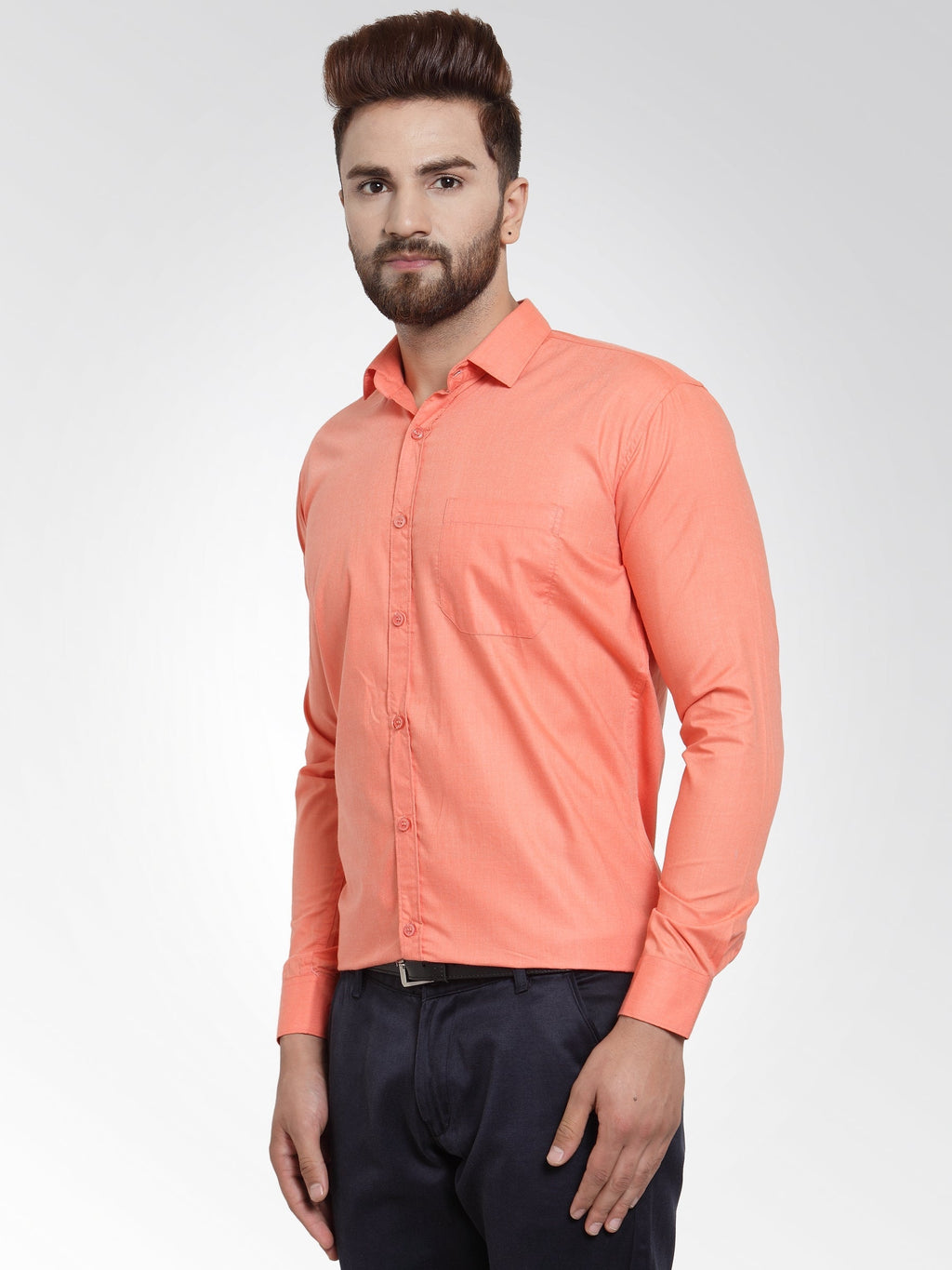 Jainish Men's Cotton Solid Starfish Orange Formal Shirt's ( SF 361Starfish-Orange ) - Distacart