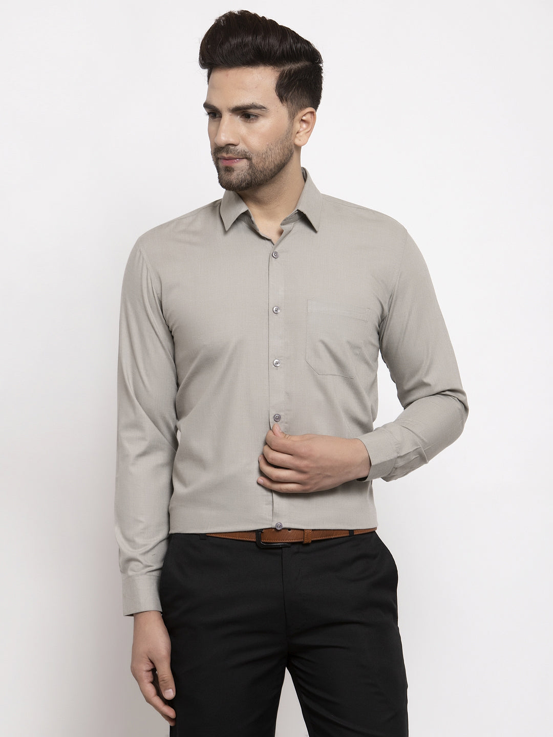 Jainish Men's Cotton Solid Steel Grey Formal Shirt's ( SF 361Steel-Grey ) - Distacart