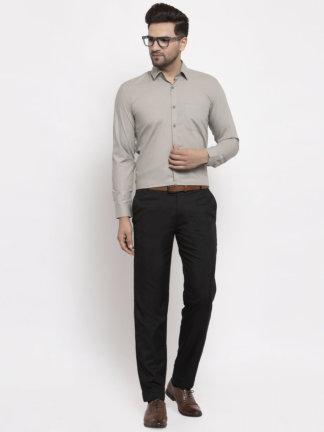 Jainish Men's Cotton Solid Steel Grey Formal Shirt's ( SF 361Steel-Grey ) - Distacart