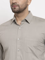 Jainish Men's Cotton Solid Steel Grey Formal Shirt's ( SF 361Steel-Grey ) - Distacart