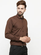 Jainish Coffee Formal Shirt with black detailing ( SF 411Coffee ) - Distacart