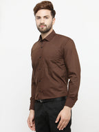 Jainish Coffee Formal Shirt with black detailing ( SF 411Coffee ) - Distacart