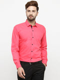 Jainish Coral Red Formal Shirt with black detailing ( SF 411Coral ) - Distacart