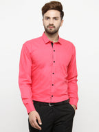 Jainish Coral Red Formal Shirt with black detailing ( SF 411Coral ) - Distacart